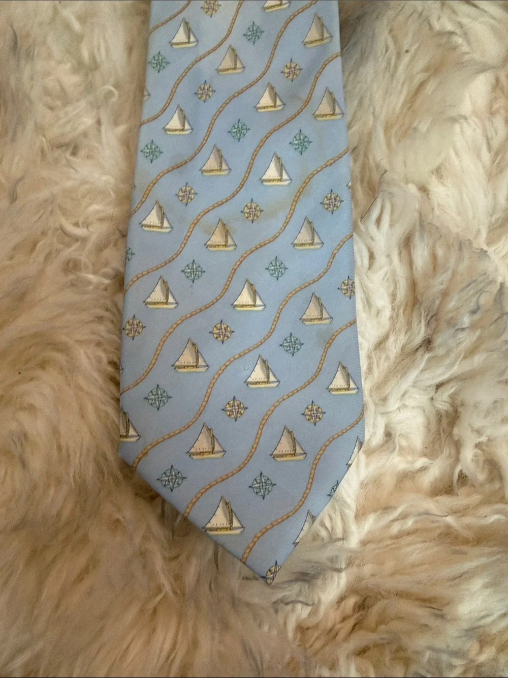 Light Blue Nautical Print Men's Tie